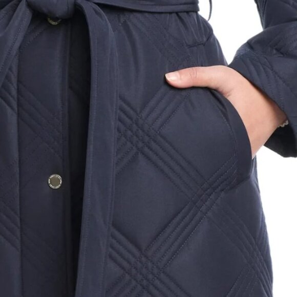 NWT Jones New York Women's Belted Quilt Jacket, Blue - Picture 11 of 11